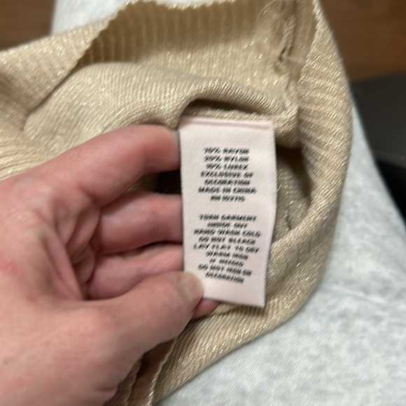 Nanette Lepore Large Metallic Mockneck Sweater in champagne Item# 9G - Picture 8 of 8